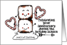 Customizable Happy Anniversary Marshmallows Candy Cane Hearts card