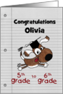 Personalized Congratulations on Graduating Fifth Grade Dog with Cap card