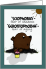 Happy Birthday on Groundhog Day Phobias Scared Groundhog card