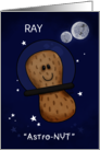 Customizable Happy Birthday Ray AstroNUT Funny Peanut in Outerspace card