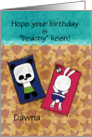 Customized Happy Birthday Dawna Beach Panda Bunny Rabbit Beachy Keen card