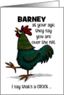 Customizable Name Barney Happy Birthday Rooster Crock of Doodle-Do card