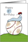 Slug on Baseball Happy 8th Birthday card