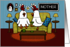 Customizable Happy Birthday to Mother From Daughter Two Hens on Sofa card