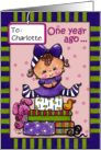 Customizable First Birthday Baby and Gifts for Charlotte card