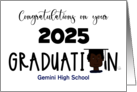 Customizable Congratulations 2025 Grad Boy Dark Skin School Name card