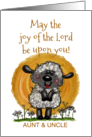 Customizable Happy Easter Aunt and Uncle Lamb Joy of the Lord card
