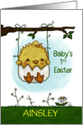 Customizable Name Baby’s First Easter Ainsley Little Swinging Chick card