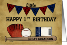 Customized Happy 1st Birthday for Great Grandson Rookie Baseball Theme card