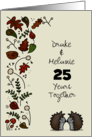 Customized Happy Anniversary 25 Years Hedgehogs and Fall Foliage card