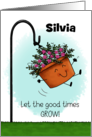 Customizable Happy Birthday Silvia Plant Swinging Good Times Grow card
