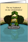 Happy 12th Anniversary for Husband Two Turtles Slow Dance on Rock card