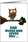 Happy Birthday Dad Guess WHO Loves You Owl Wearing Necktie card
