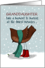 Merry Christmas Granddaughter Tiniest Miracles Bird Looks at Sprout card