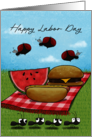 Happy Labor Day Picnic with Ants and Flies card