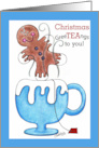 Christmas Greetings Teacup with Gingerbread Man Play on Words card