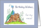 Peacock Happy Birthday for Niece card