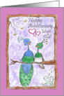 Peacock Happy Anniversary for Parents card