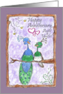 Peacock Happy Anniversary Aunt and Uncle card