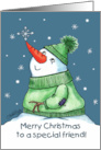 Snowman and Snowflake Merry Christmas to Special Friend card