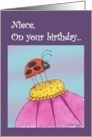 Tall Lady Bug Happy Birthday for Niece card