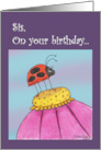 Tall Lady Bug Happy Birthday for Sister card