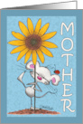 Mouse and Sunflower Happy Birthday for Mother or Mom card