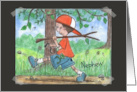 All Boy Happy Birthday for Nephew Boy in Wooded Area card