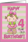 Striped Tights 4th Birthday for Little Girl card