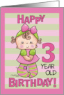 Striped Tights 3rd Birthday for Little Girl card