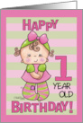 Striped Tights 1st Birthday for Little Girl card