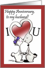 Happy Anniversary to Husband-Bunny Kisses card