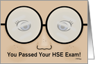 Congratulations Passed High School Equivalency Exam, Face with Glasses card