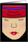 Lady in Red Hat- Pretty Face-Secret Pal card