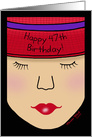 Lady in Red Hat- Pretty Face-Birthday 47th card