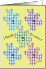 Gingham Hippos Happy 5th Birthday card