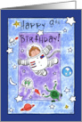 Happy 8th Birthday for Boy Astronaut in Outer Space card