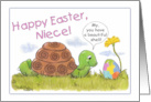 Happy Easter for Niece Turtle Admires Easter Egg card
