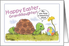 Happy Easter for Granddaughter-Turtle Admires Easter Egg card