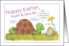 Happy Easter for Aunt and Uncle Turtle Admires Easter Egg card