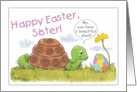 Turtle Admires Easter Egg Happy Easter for Sister card