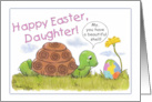 Turtle Admires Easter Egg Happy Easter for Daughter card
