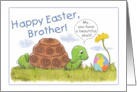 Happy Easter for Brother Turtle Admires Easter Egg card