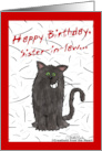 Shedding Cat Humor Happy Birthday for Sister-in-Law card