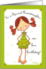 Happy Birthday Granddaughter-Red Hair & Freckles Girl with Pigtail card
