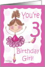 Cute Ballerina 3rd Birthday Birthday Girl card