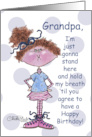 Hold My Breath Birthday Grandpa Little Girl Holds Breath card