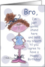 Hold My Breath Happy Birthday Brother Little Girl Holds Breath card