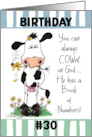 30th Birthday COWnt on God Cow with Flower card