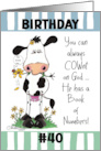 40th Birthday COWnt on God Cow with Flower card